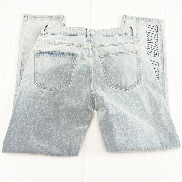 Adika Light Wash Tatto Ripped Graphic Denim Jean Zip Fly Straight Leg Size M NWT - Picture 5 of 10